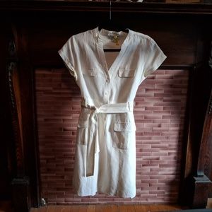 Banana Republic white linen safari dress